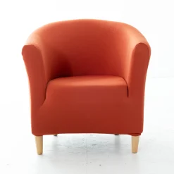 Zitbankhoes<Blancheporte Effen, bi-rekbare hoes voor kuipzetel terracotta