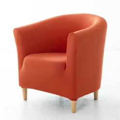 Zitbankhoes<Blancheporte Effen, bi-rekbare hoes voor kuipzetel terracotta