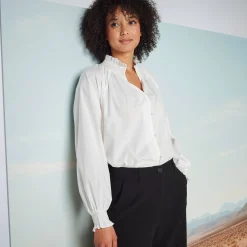 Bloes En Tuniek<Blancheporte Effen bloes met smokwerkdetails, bloezende mouwen ecru