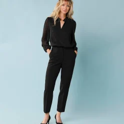 Feestoutfits Dames|Bloes En Tuniek<Blancheporte Effen bloes voor kleine lengtes met plooitjes, gevoerd zwart