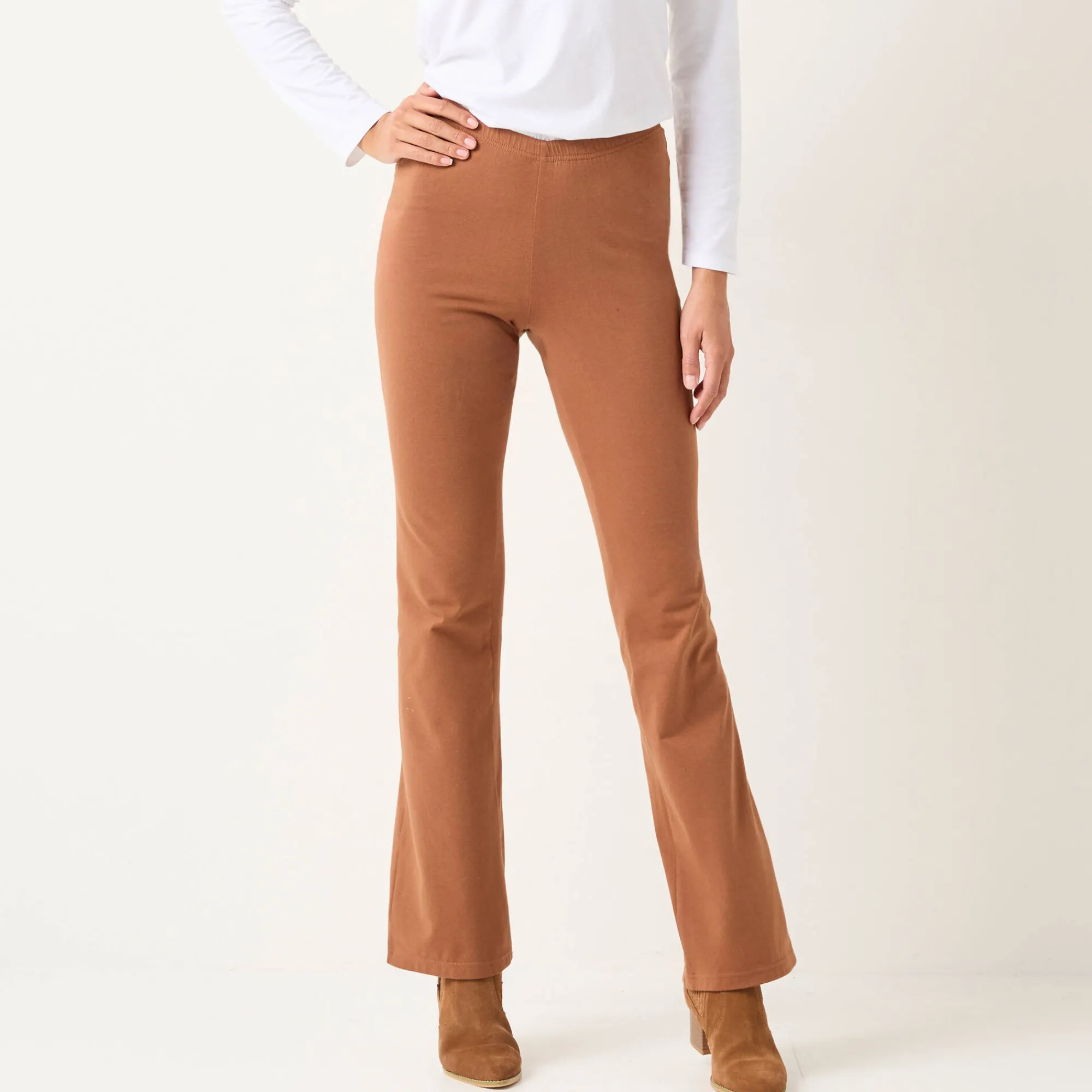 Legging<Blancheporte Effen bootcut legging, elastische taille hazelnootbruin