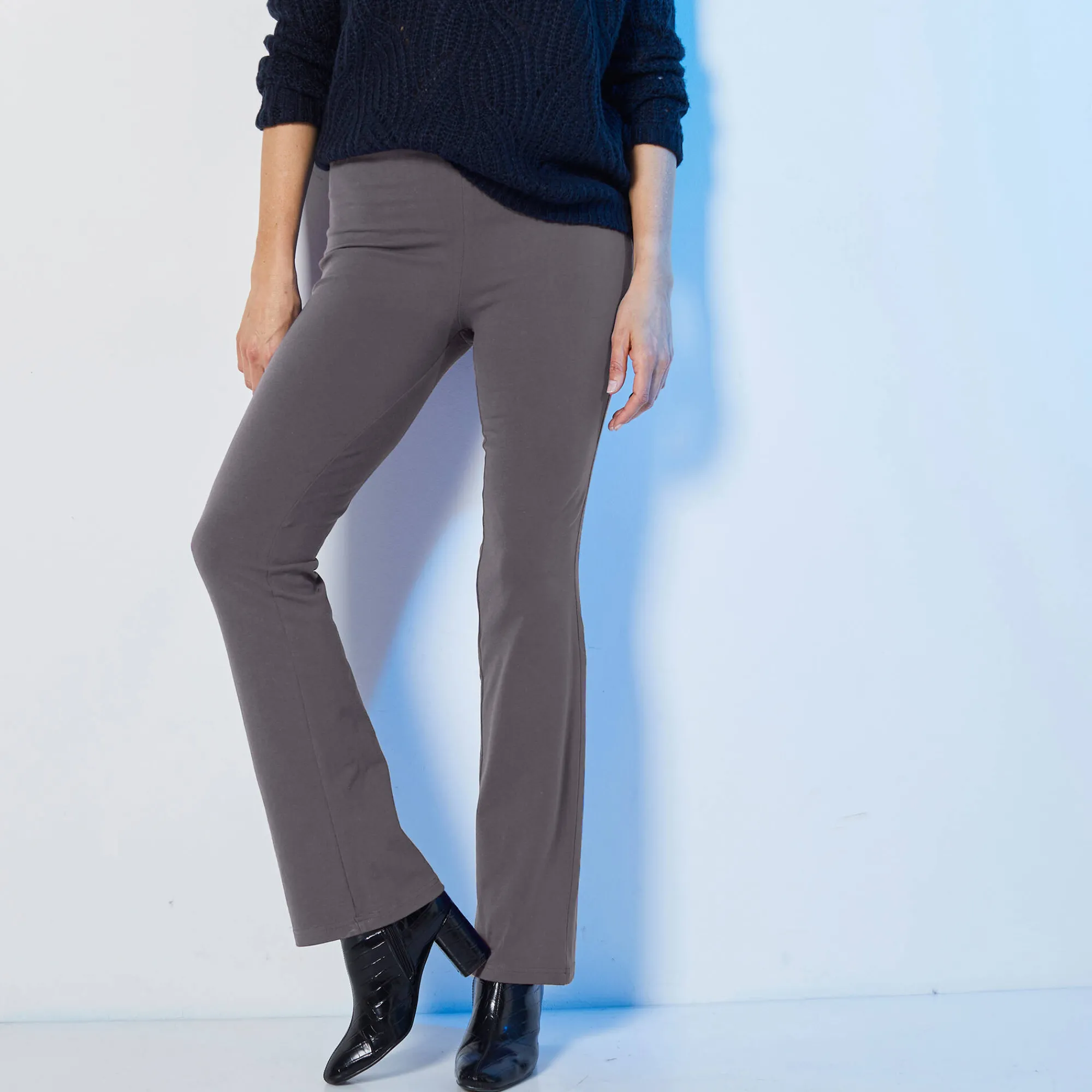 Legging<Blancheporte Effen bootcut legging, elastische taille antraciet
