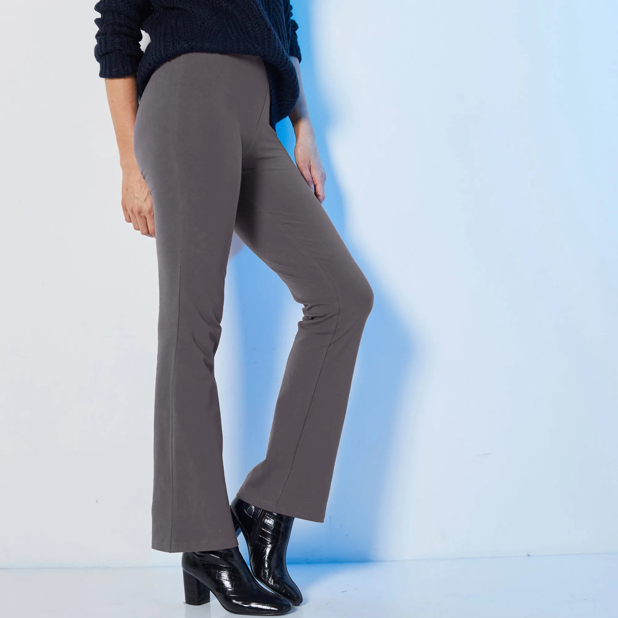 Legging<Blancheporte Effen bootcut legging, elastische taille antraciet
