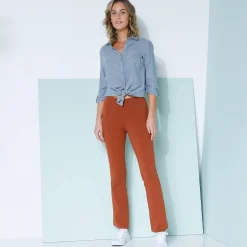 Legging<Blancheporte Effen bootcut legging, elastische taille donkerkaramel