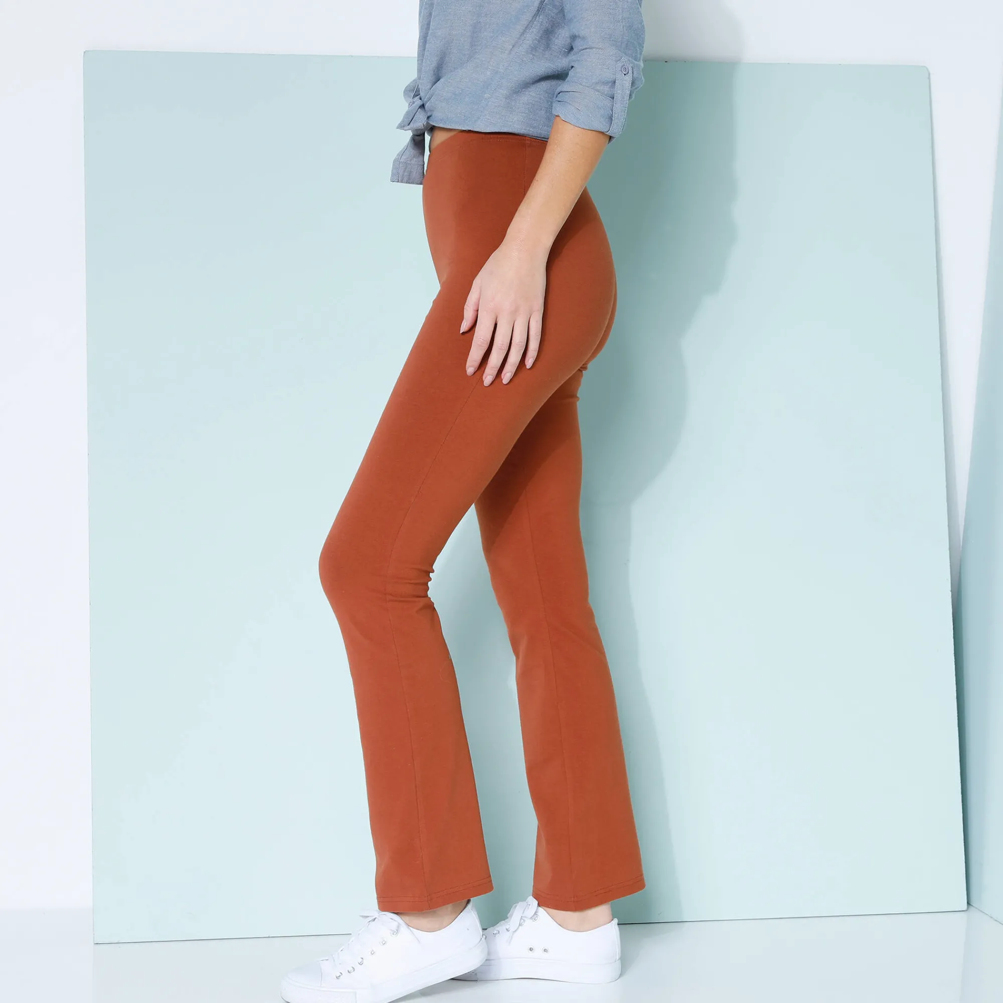 Legging<Blancheporte Effen bootcut legging, elastische taille donkerkaramel