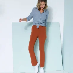 Legging<Blancheporte Effen bootcut legging, elastische taille donkerkaramel