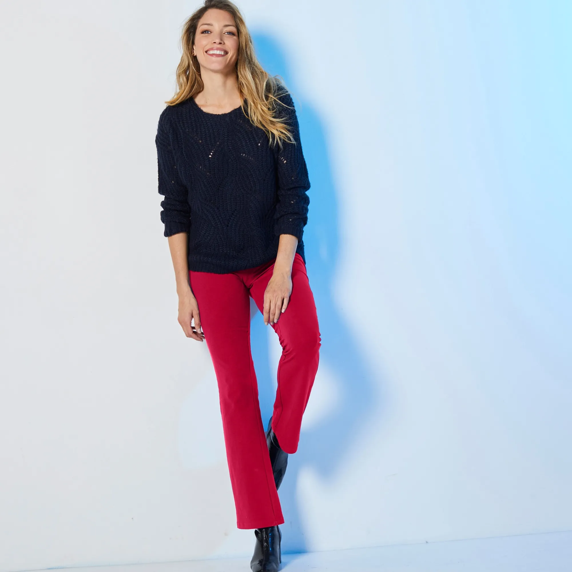 Legging<Blancheporte Effen bootcut legging, elastische taille pruim