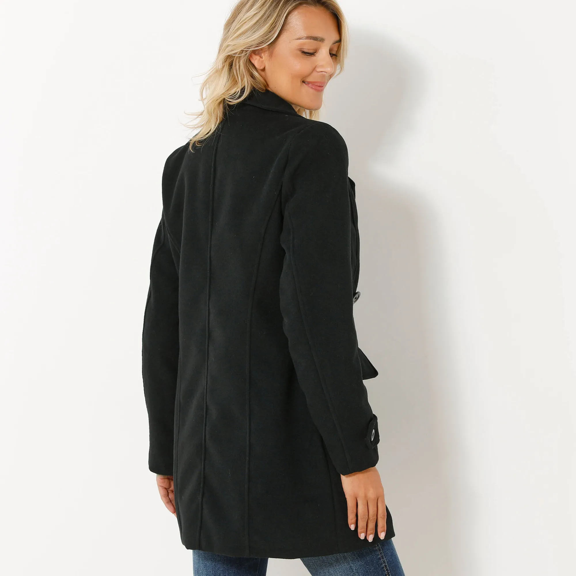 Jas En Mantel<Blancheporte Effen cabanmantel met knoopsluiting zwart