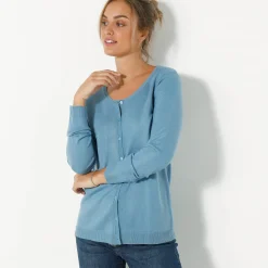 Trui En Vest<Blancheporte Effen cardigan met kasjmiertouch grijsblauw