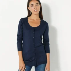 Trui En Vest<Blancheporte Effen cardigan met kasjmiertouch marine
