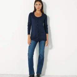 Trui En Vest<Blancheporte Effen cardigan met kasjmiertouch marine