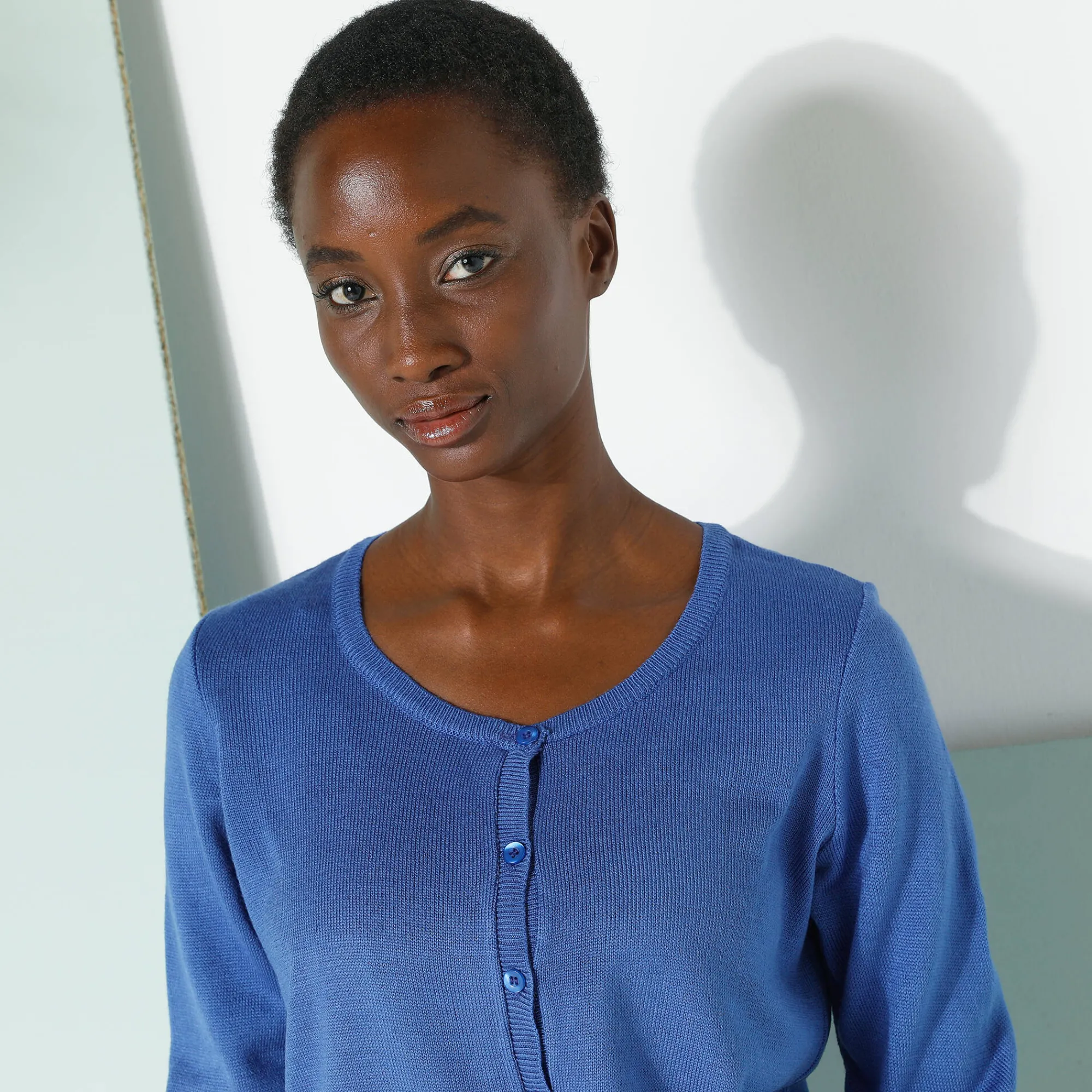 Trui En Vest<Blancheporte Effen cardigan met kasjmiertouch felblauw