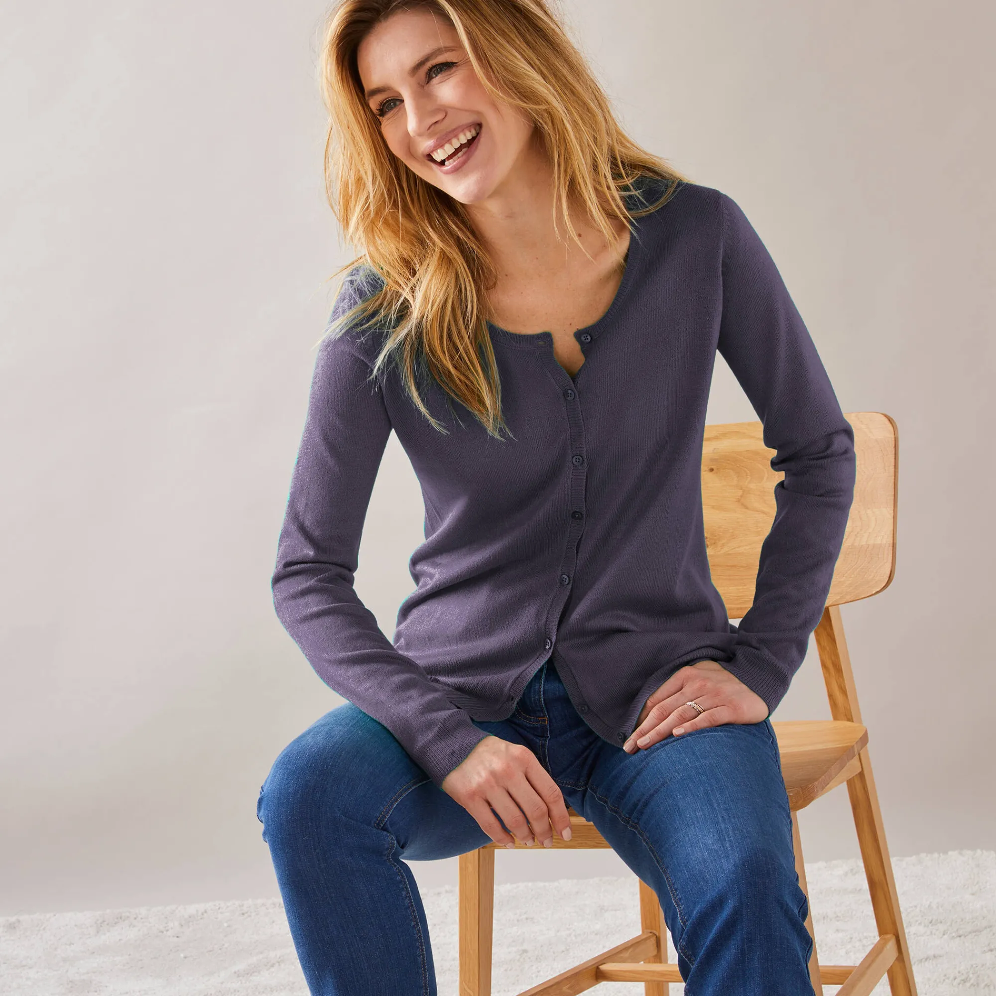Trui En Vest<Blancheporte Effen cardigan met kasjmiertouch aubergine