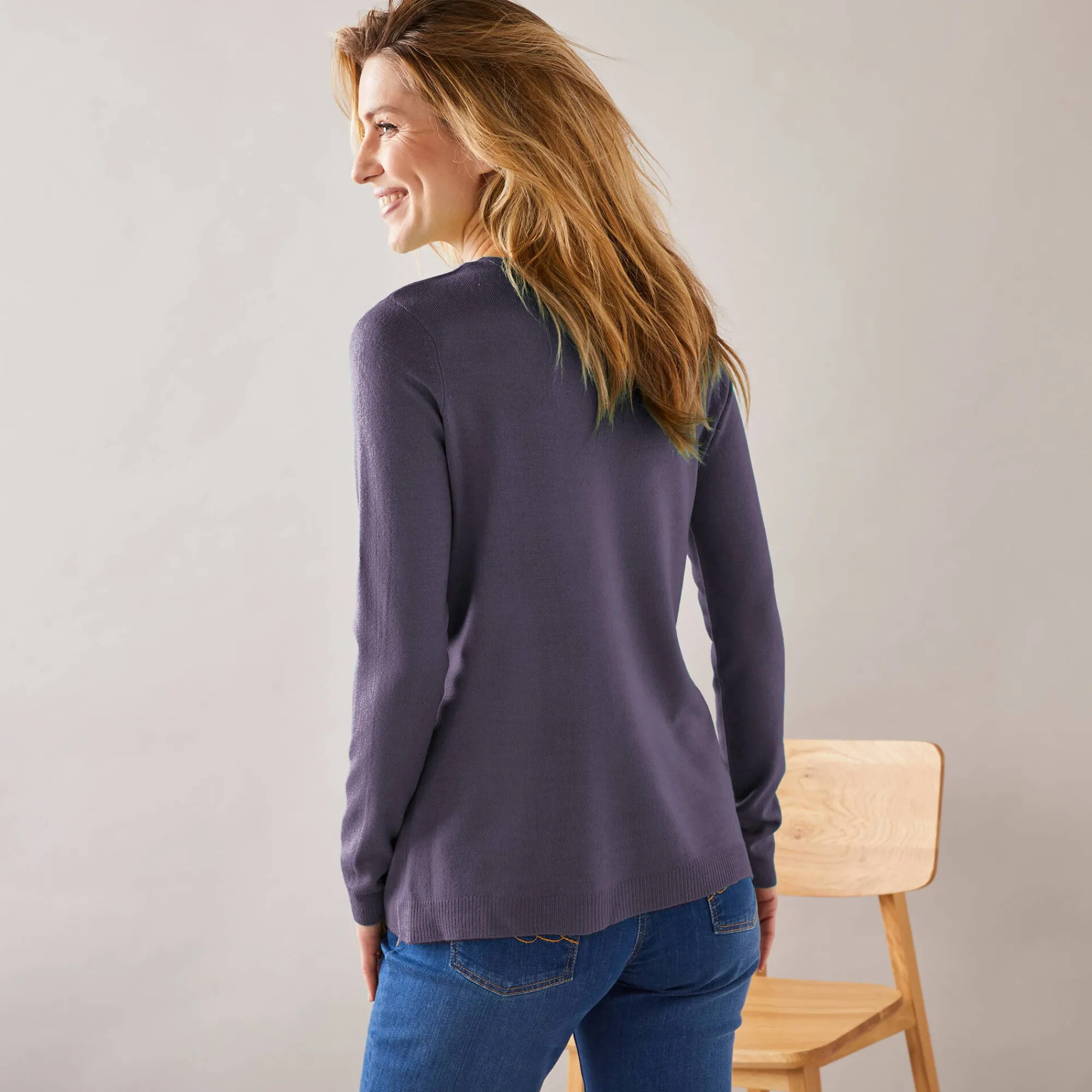 Trui En Vest<Blancheporte Effen cardigan met kasjmiertouch aubergine