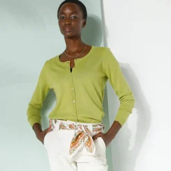 Trui En Vest<Blancheporte Effen cardigan met kasjmiertouch mosgroen