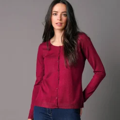 Trui En Vest<Blancheporte Effen cardigan met kasjmiertouch pruim