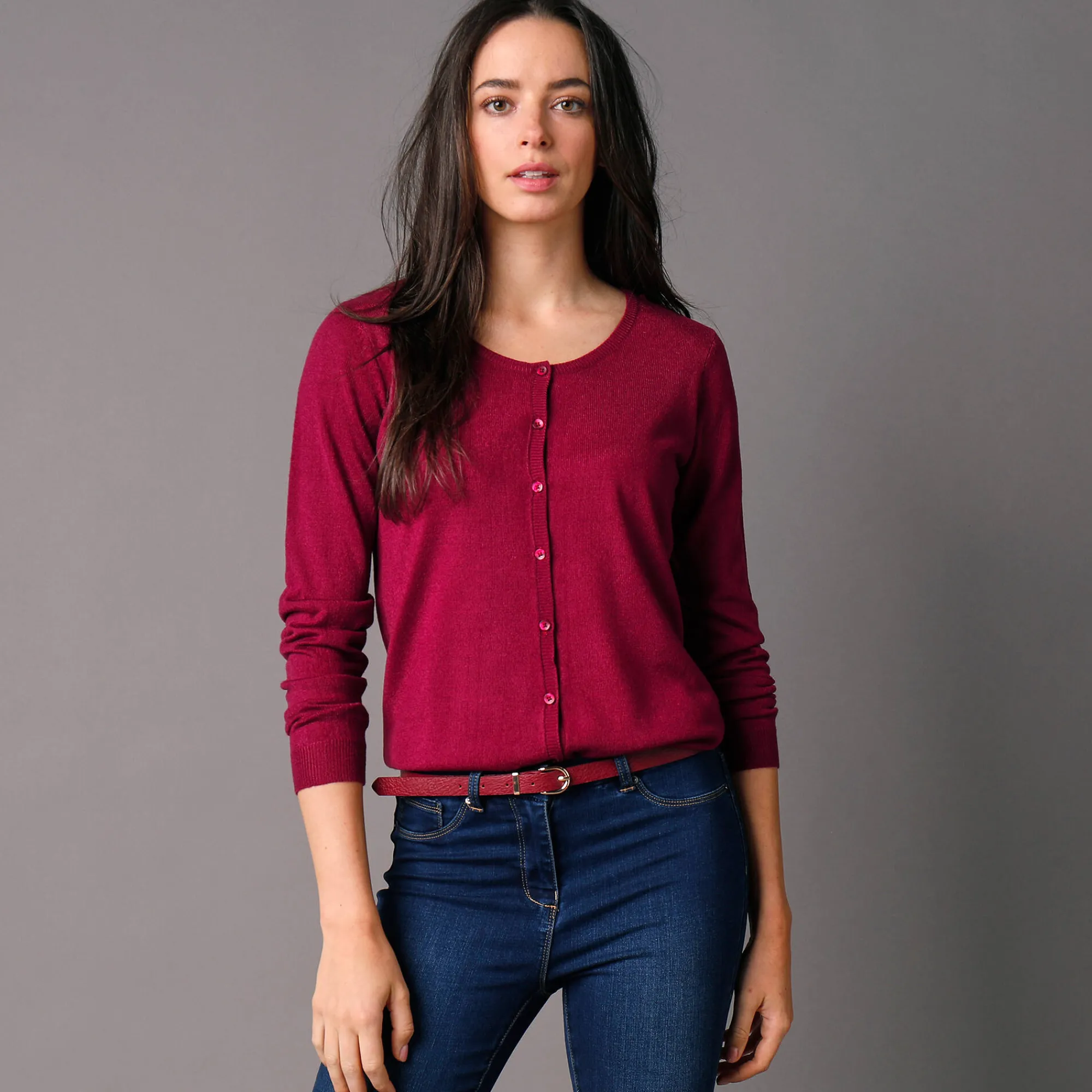 Trui En Vest<Blancheporte Effen cardigan met kasjmiertouch pruim