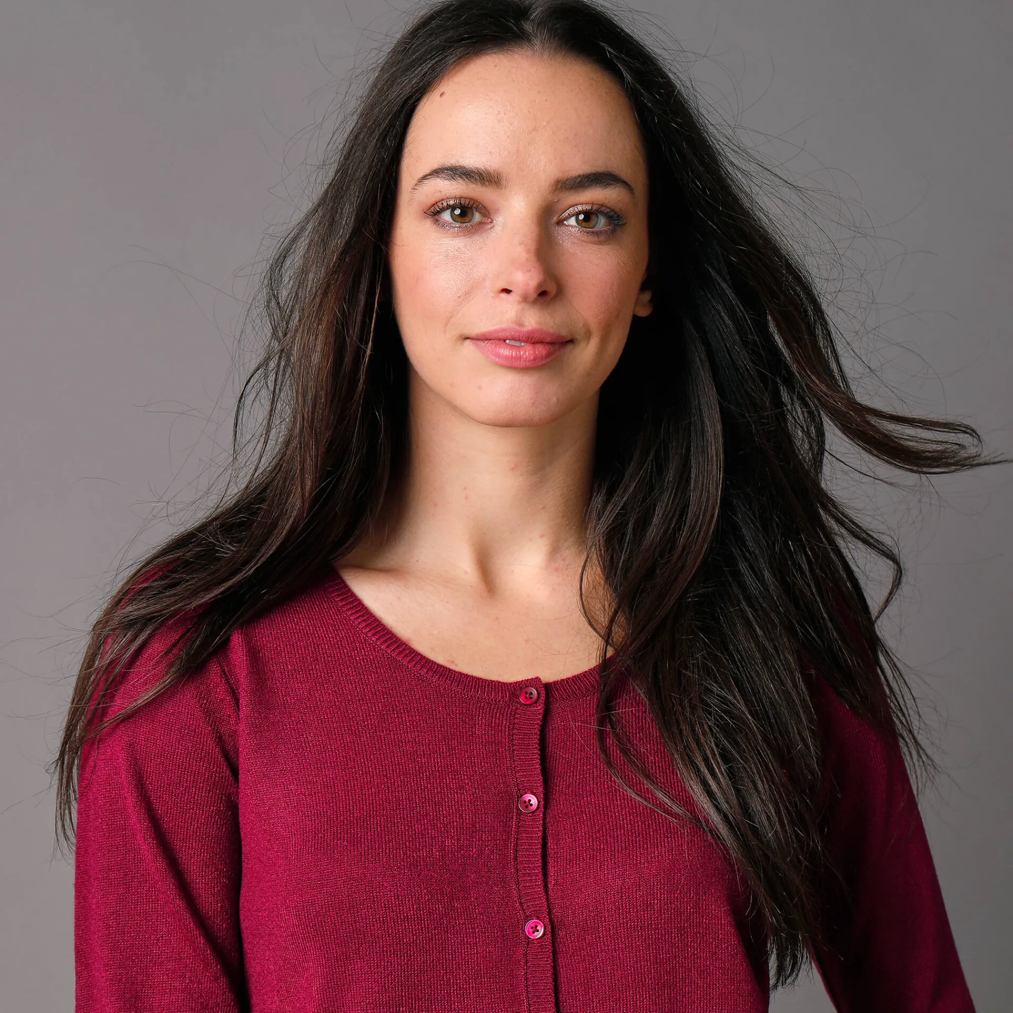 Trui En Vest<Blancheporte Effen cardigan met kasjmiertouch pruim