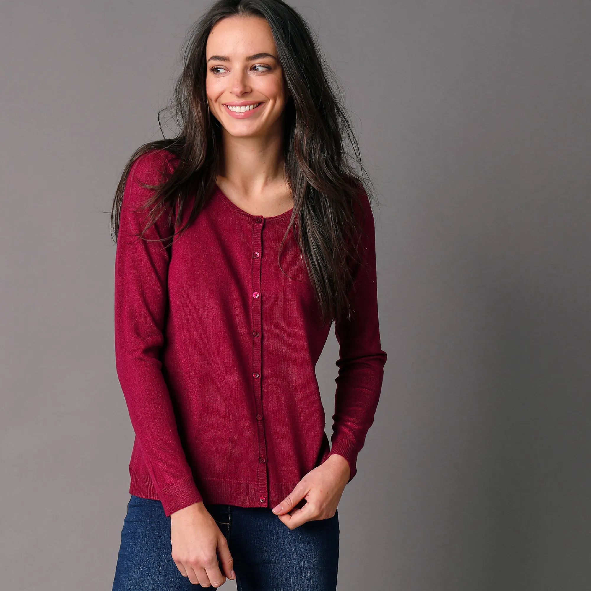 Trui En Vest<Blancheporte Effen cardigan met kasjmiertouch pruim