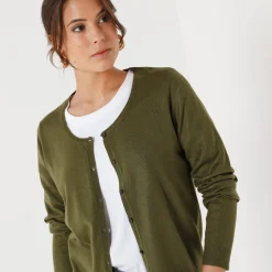 Trui En Vest<Blancheporte Effen cardigan met kasjmiertouch kaki