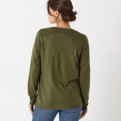 Trui En Vest<Blancheporte Effen cardigan met kasjmiertouch kaki