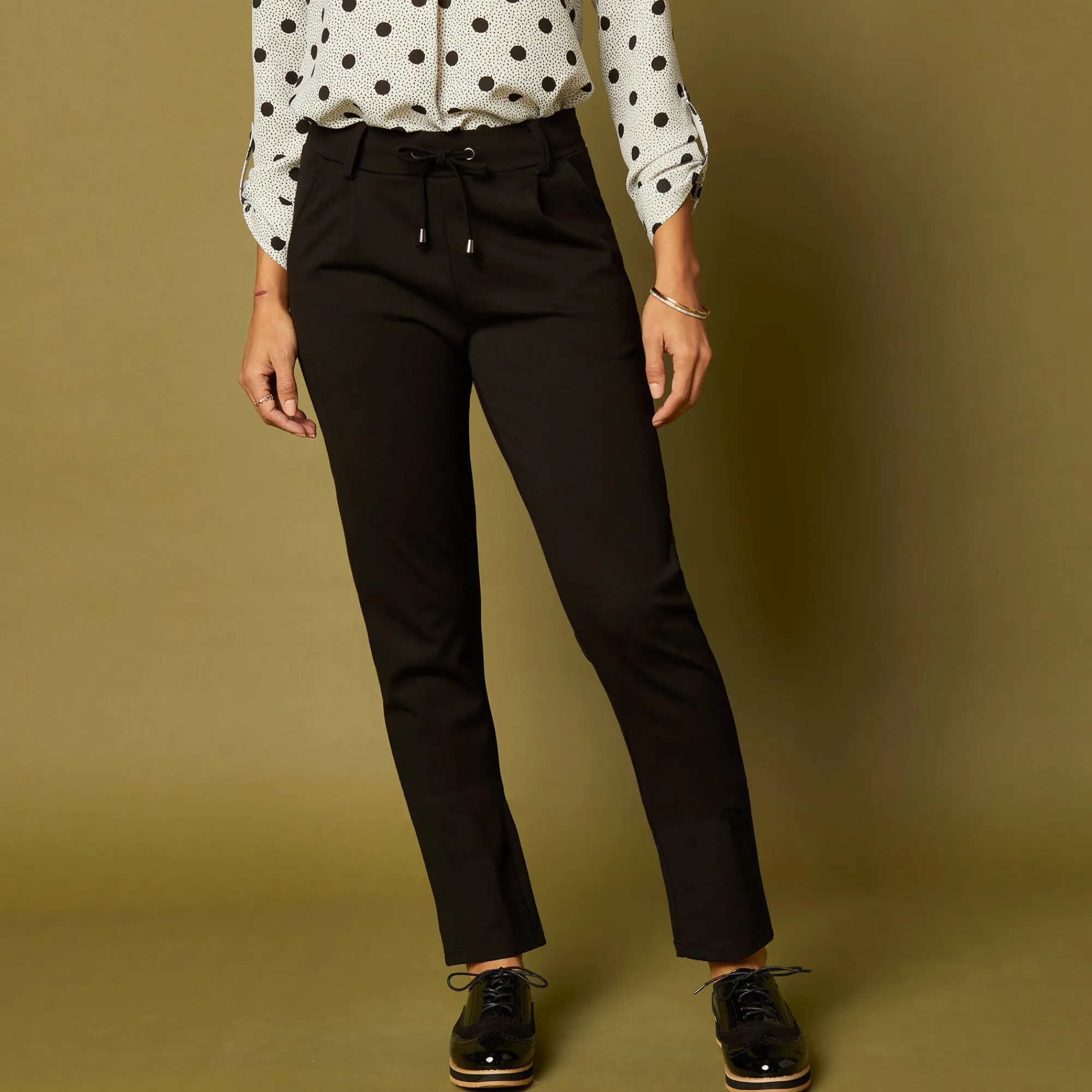 Broek<Blancheporte Effen chino broek, milanotricot zwart