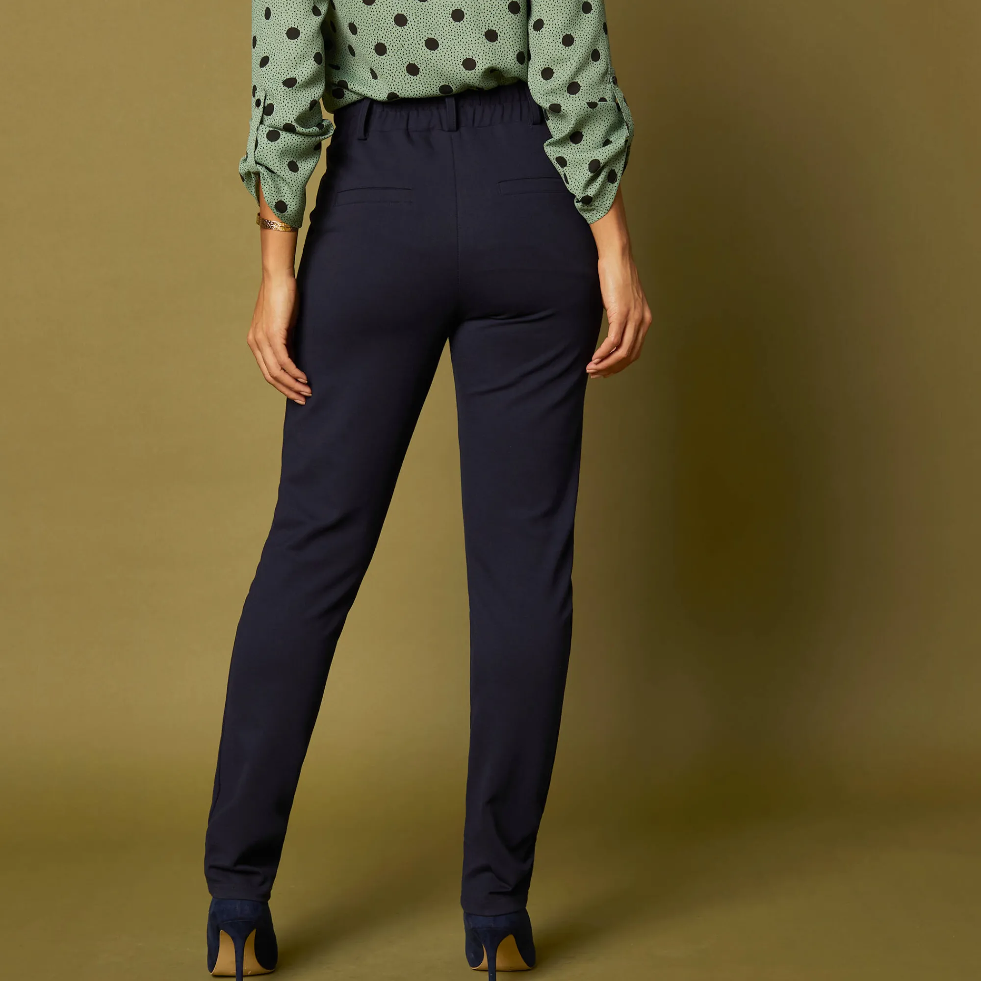 Broek<Blancheporte Effen chino broek, milanotricot marine