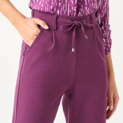Broek<Blancheporte Effen chino broek, milanotricot pruim