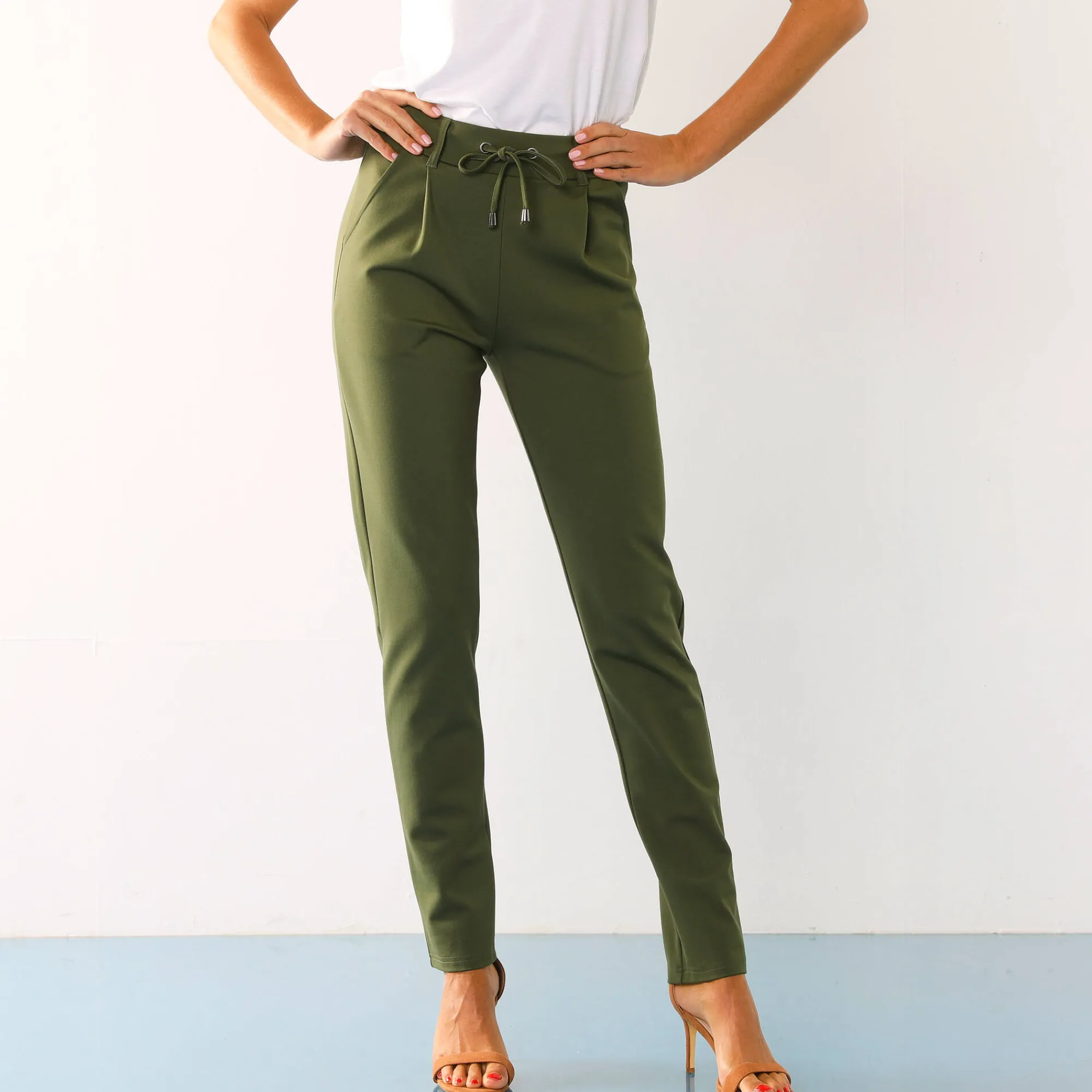 Broek<Blancheporte Effen chino broek, milanotricot kaki