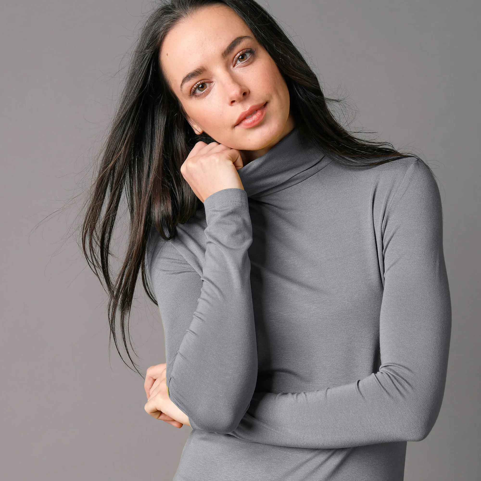 T-Shirt En Topje|Trui En Vest<Blancheporte Effen coltrui in stretchstof grijs