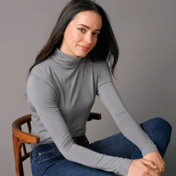 T-Shirt En Topje|Trui En Vest<Blancheporte Effen coltrui in stretchstof grijs