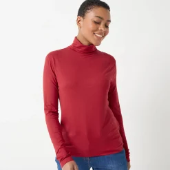 T-Shirt En Topje|Trui En Vest<Blancheporte Effen coltrui in stretchstof donkerrood