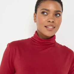 T-Shirt En Topje|Trui En Vest<Blancheporte Effen coltrui in stretchstof donkerrood