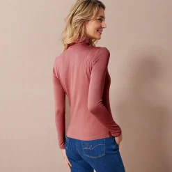 T-Shirt En Topje|Trui En Vest<Blancheporte Effen coltrui in stretchstof tomette