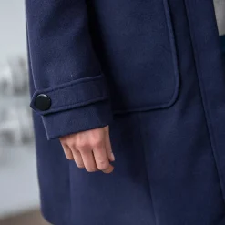 Jas En Mantel<Blancheporte Effen duffelcoat met kap in nepbont marine