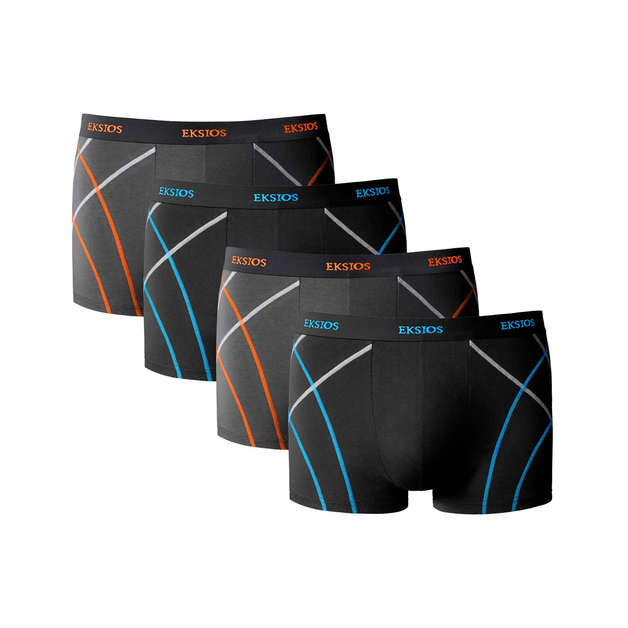 Ondergoed<Blancheporte Effen, gesloten shorty met contrasterend sierstiksel - set van 4 grijs / zwart