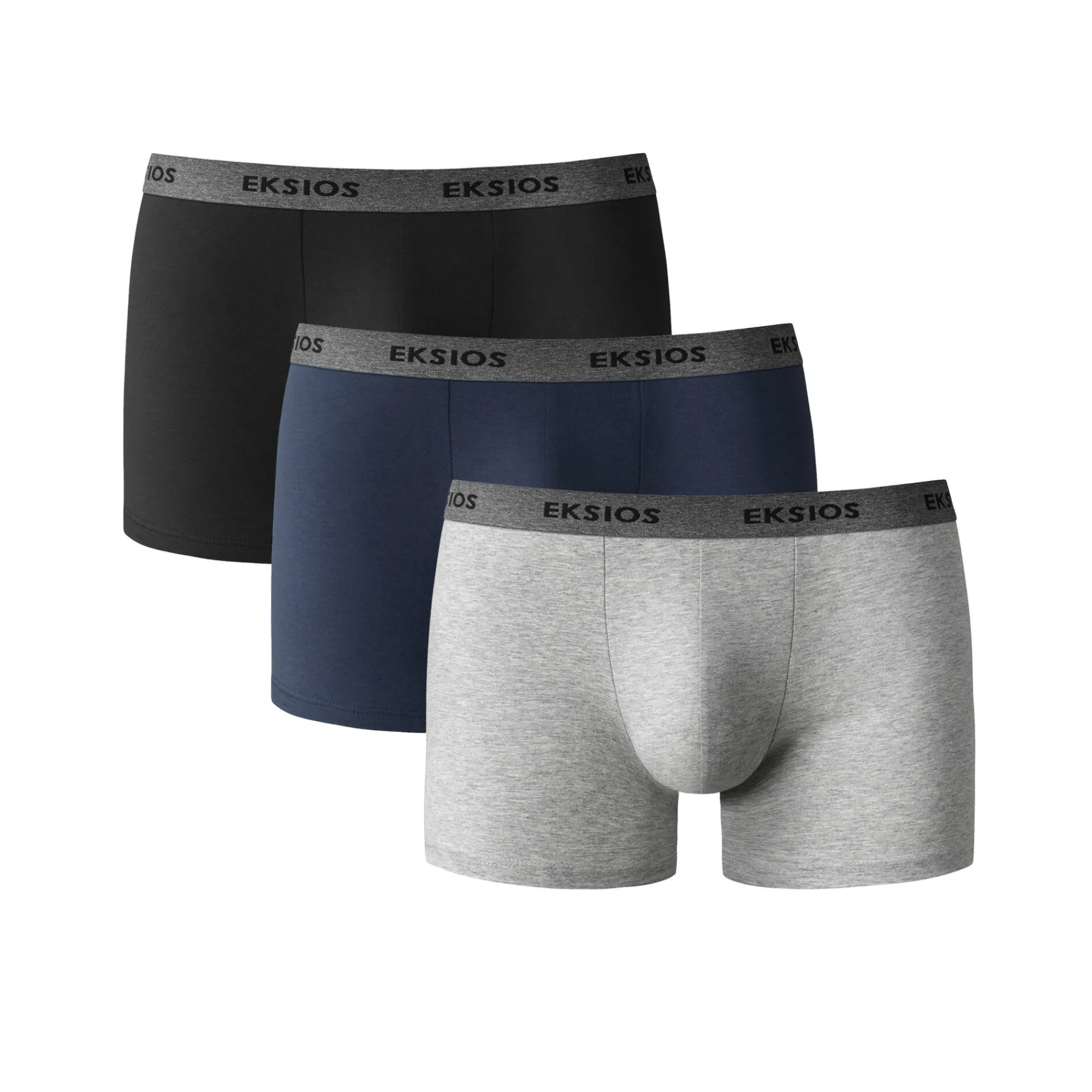 Ondergoed<Blancheporte Effen, halflange shorty - set van 3 zwart + grijsblauw + chinégrijs