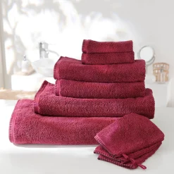 Badhanddoek<Blancheporte Effen handdoek 540g/m² luxe comfort met paardenstaartsteek wijnrood