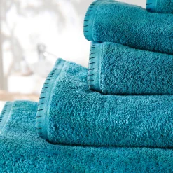 Badhanddoek<Blancheporte Effen handdoek 540g/m² luxe comfort met paardenstaartsteek smaragd