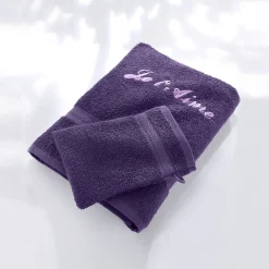 Badhanddoek|Handdoek En Badlaken Kids<Colombine Effen handdoek, zacht comfort, personaliseerbaar aubergine