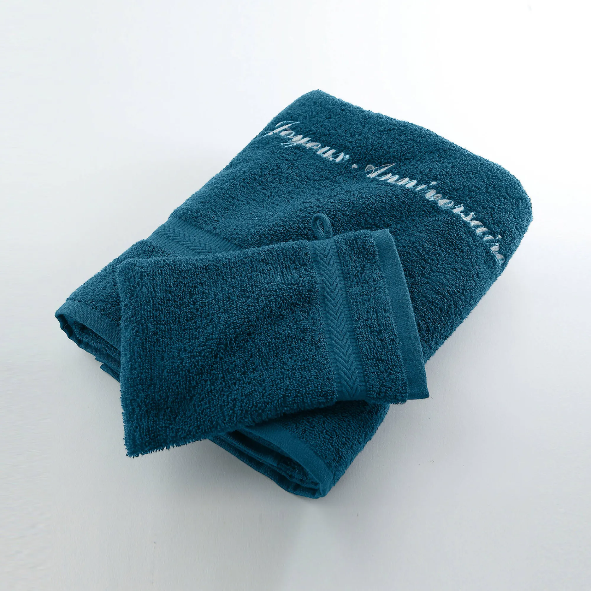 Badhanddoek|Handdoek En Badlaken Kids<Colombine Effen handdoek, zacht comfort, personaliseerbaar pauwblauw