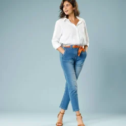 Bloes En Tuniek<Blancheporte Effen hemd met linneneffect, speciaal voor kleine lengtes wit