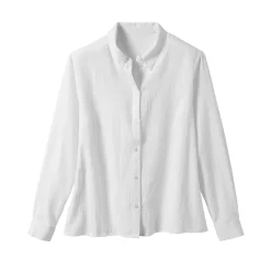 Bloes En Tuniek<Blancheporte Effen hemd met linneneffect, speciaal voor kleine lengtes wit