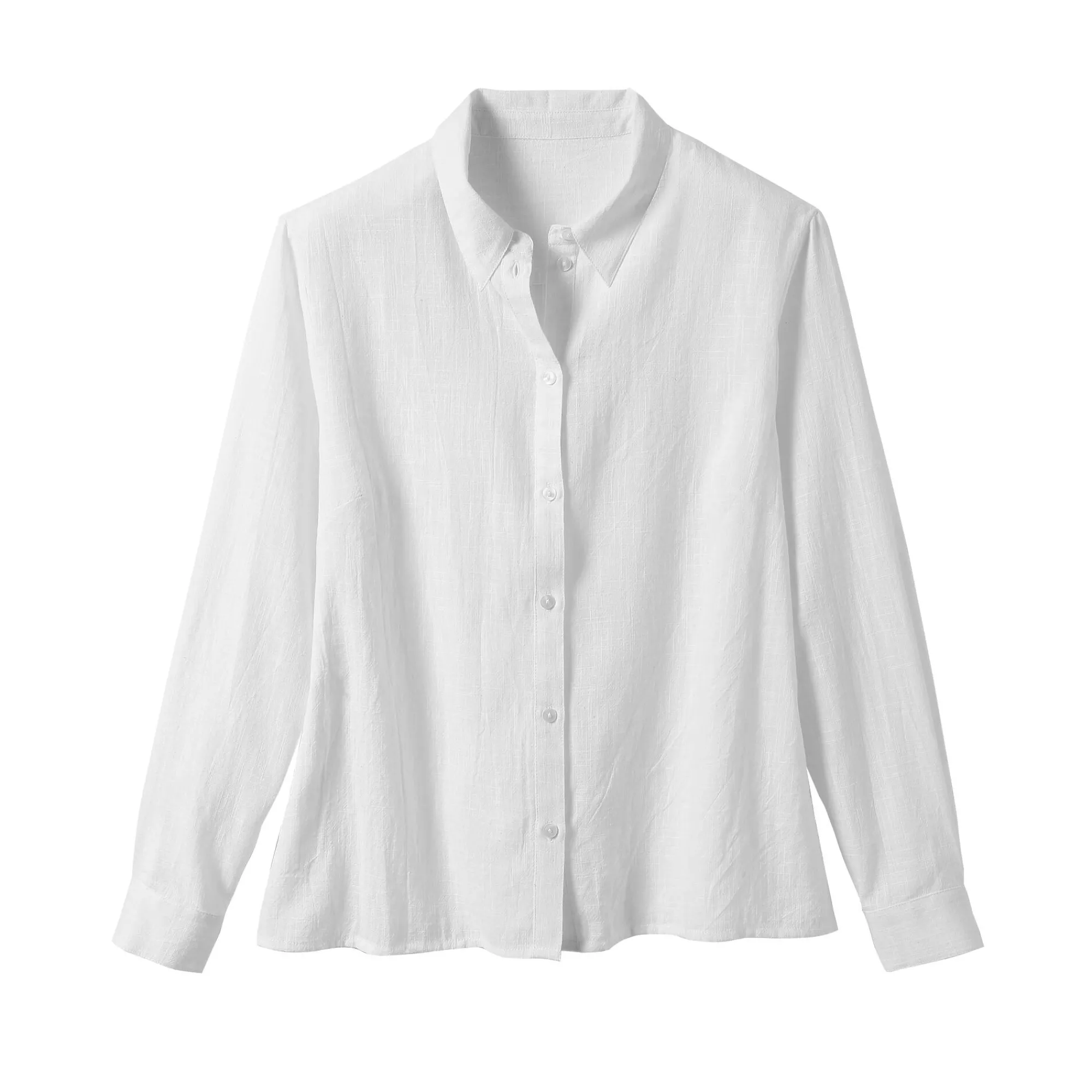 Bloes En Tuniek<Blancheporte Effen hemd met linneneffect, speciaal voor kleine lengtes wit