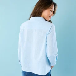 Bloes En Tuniek<Blancheporte Effen hemd met linneneffect, speciaal voor kleine lengtes hemelsblauw