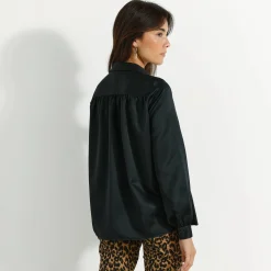 Feestoutfits Dames|Bloes En Tuniek<Blancheporte Effen hemd met ruim volume, satijn zwart