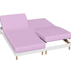 Hoeslaken<Colombine Effen hoeslaken in flanel voor gelede bedbodem, hoeken van 26 cm lavendel