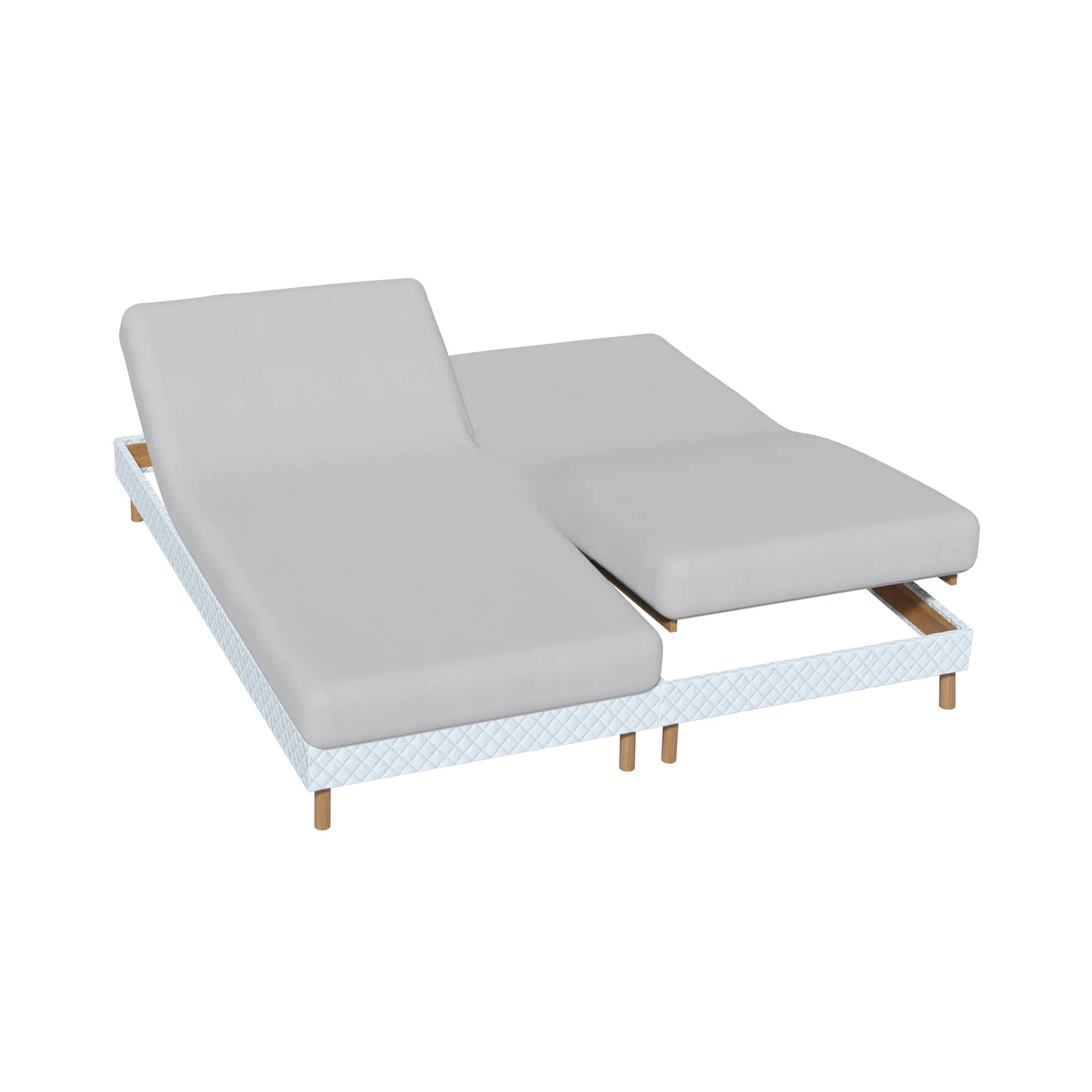 Hoeslaken<Colombine Effen hoeslaken in flanel voor gelede bedbodem, hoeken van 26 cm parelgrijs