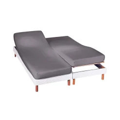 Hoeslaken<Colombine Effen hoeslaken in flanel voor gelede bedbodem, hoeken van 26 cm antraciet