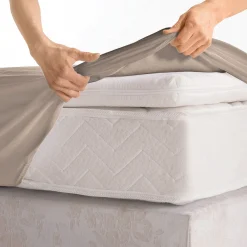 Hoeslaken<Colombine Effen hoeslaken in jersey, hoekdiepte 40 cm grijsbeige
